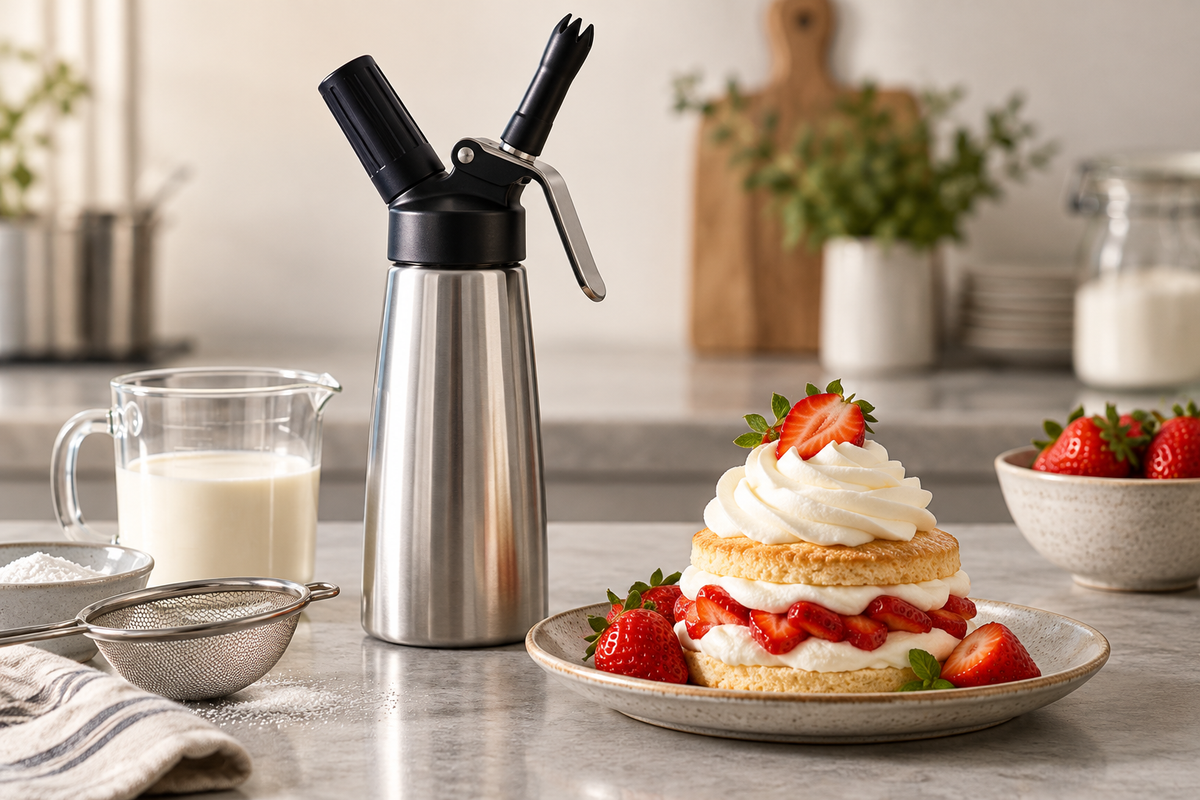 Whipped cream dispenser prepared for use with a cream charger