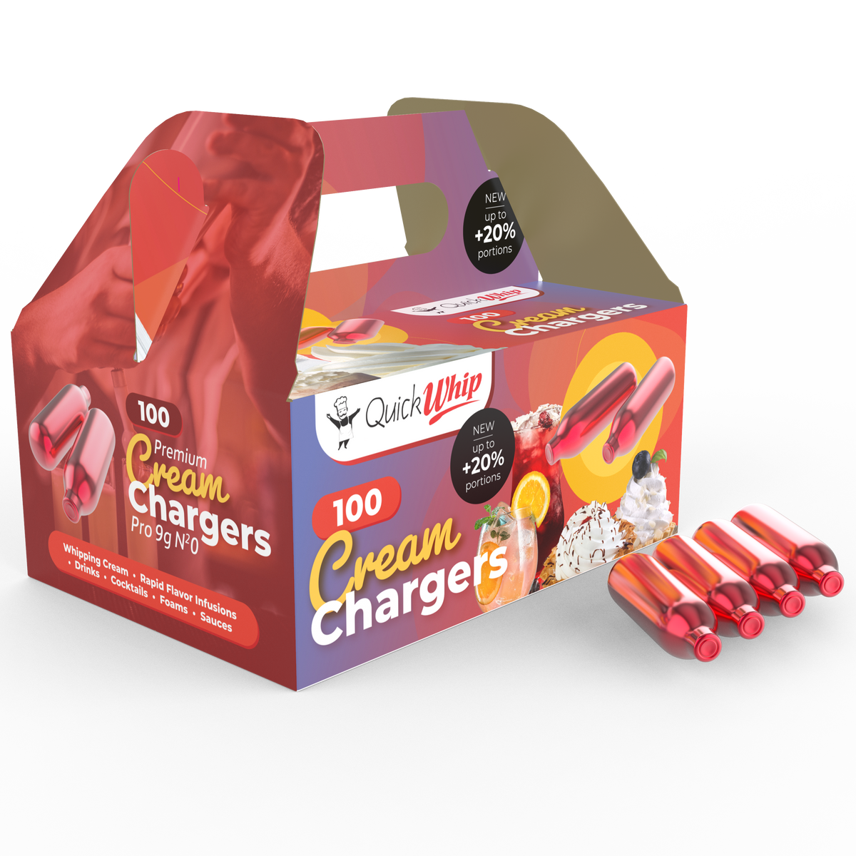 Wholesale QuickWhip PRO 9g! Cream Chargers - 100 Packs