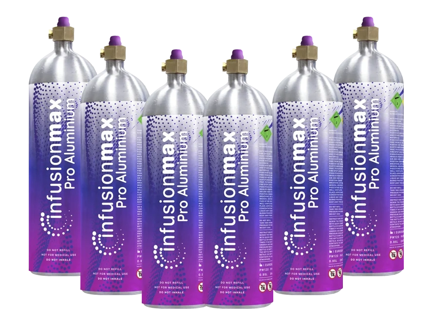 InfusionMax 680g Pro Aluminum Whipped Cream Charger Canister- 1 Carton (6 Cylinders)