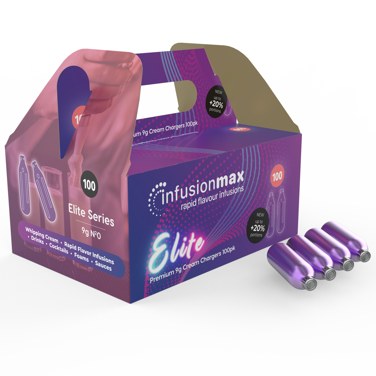 InfusionMax Elite 9g N2O Cream Chargers 100 Packs -SALE Up to 25% OFF!