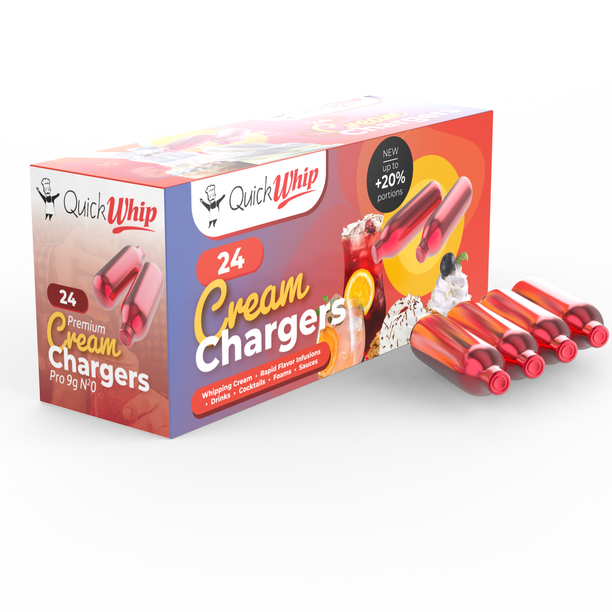 *NEW 2022* QuickWhip PRO 9g! Cream Chargers - 24pks side view