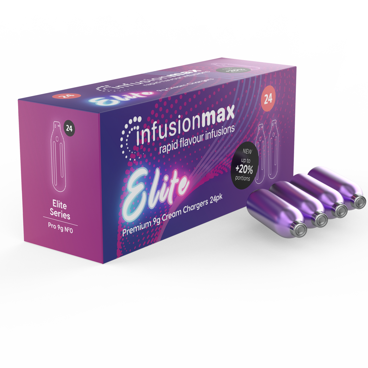 InfusionMax Elite 9g Cream Chargers - 24 Packs WHOLESALE- SALE Up to 25% OFF!