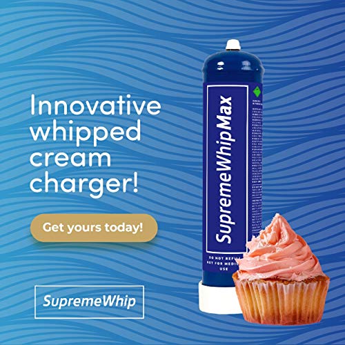 SupremeWhipMax Whipped Cream Chargers - Pure Culinary Gas Whipped Cream Cylinder - 615g Compatible with Cream Whippers - 1 Carton (6 cylinders)