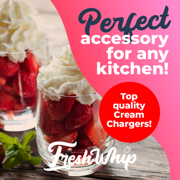 FreshWhip STRAWBERRY - 50 Packs - 8.2g N2O Cream Chargers  - WHOLESALE  Minimum 1 Carton