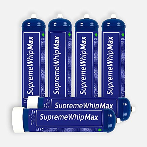 SupremeWhipMax Whipped Cream Chargers - Pure Culinary Gas Whipped Cream Cylinder - 615g Compatible with Cream Whippers - 1 Carton (6 cylinders)