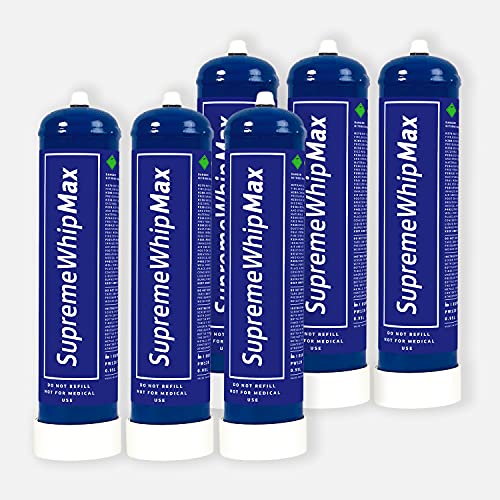 SupremeWhipMax Whipped Cream Chargers - Pure Culinary Gas Whipped Cream Cylinder - 615g Compatible with Cream Whippers - 1 Carton (6 cylinders)