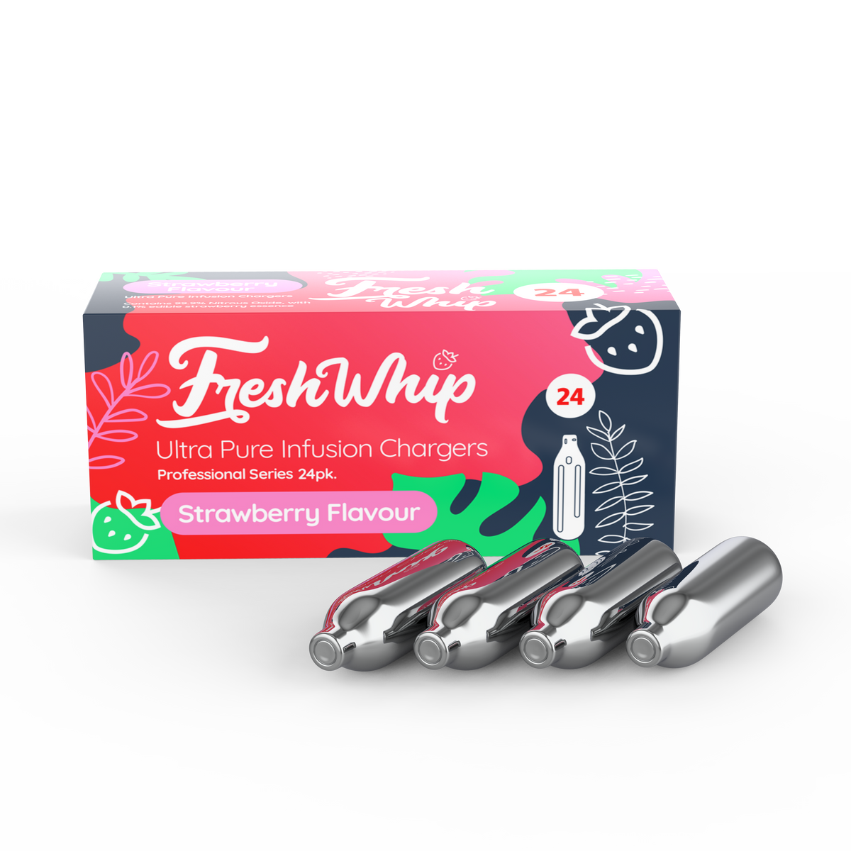 FreshWhip Cream Chargers STRAWBERRY 24 Packs - 8.2g - WHOLESALE