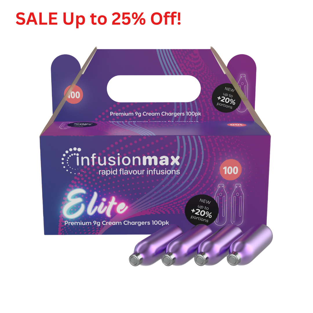 InfusionMax Elite 9g Cream Chargers - 100 Chargers - Wholesale SALE UP TO 25% OFF