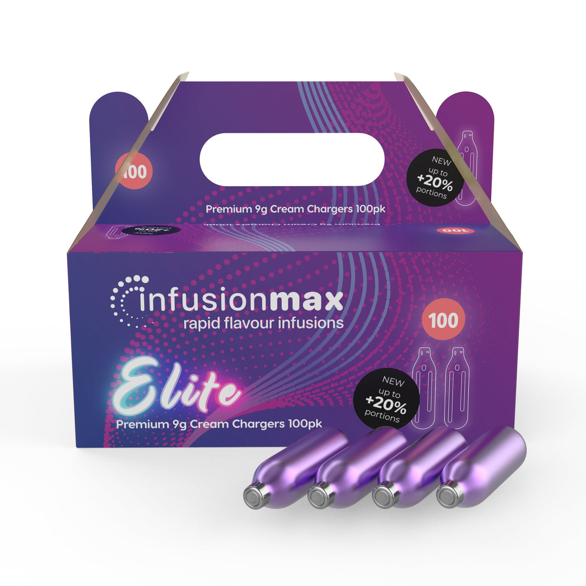 InfusionMax Elite 9g Cream Chargers - 100 Chargers - Wholesale SALE UP TO 25% OFF