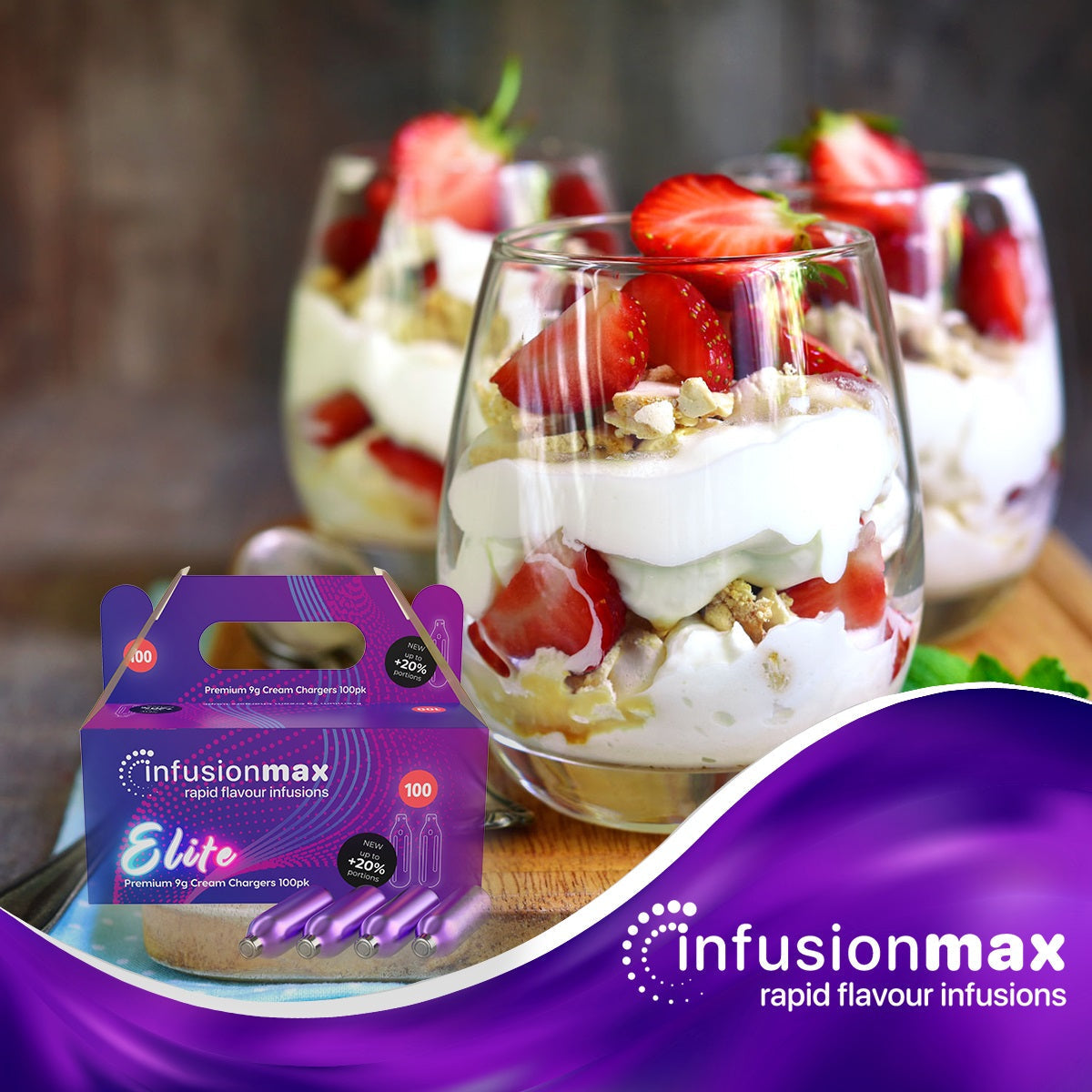 InfusionMax Elite 9g N2O Cream Chargers 100 Packs -MEGA SALE OVERSTOCKED