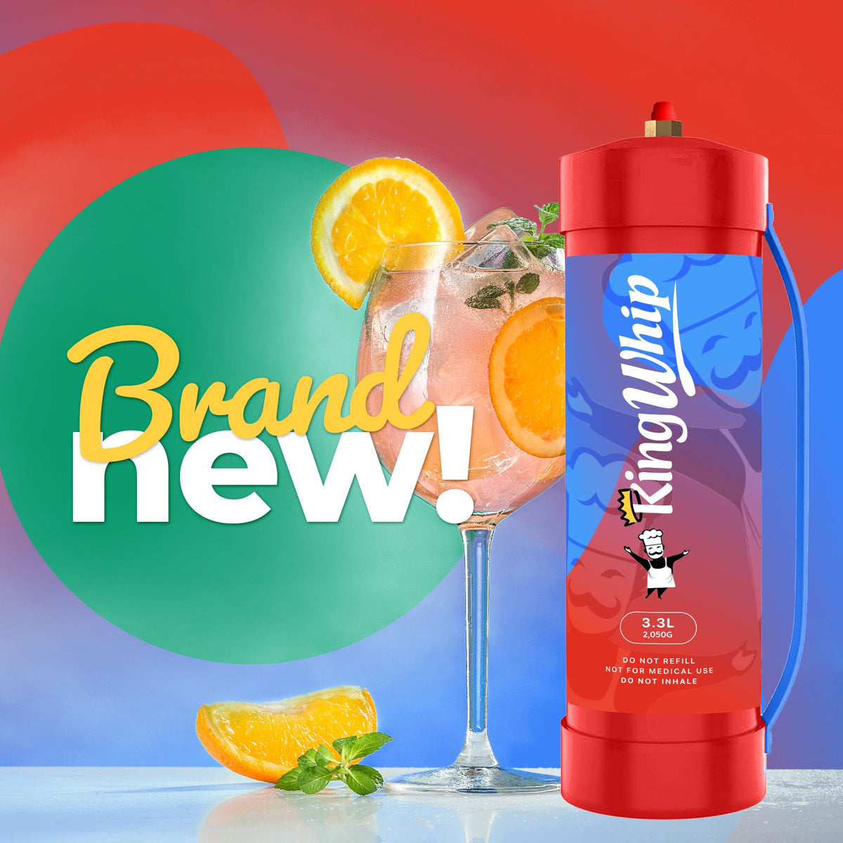 King Whip Whipped Cream Chargers, 3.3 Liters  (2 kg)  N2O Cylinder Cream Charger 20% OFF