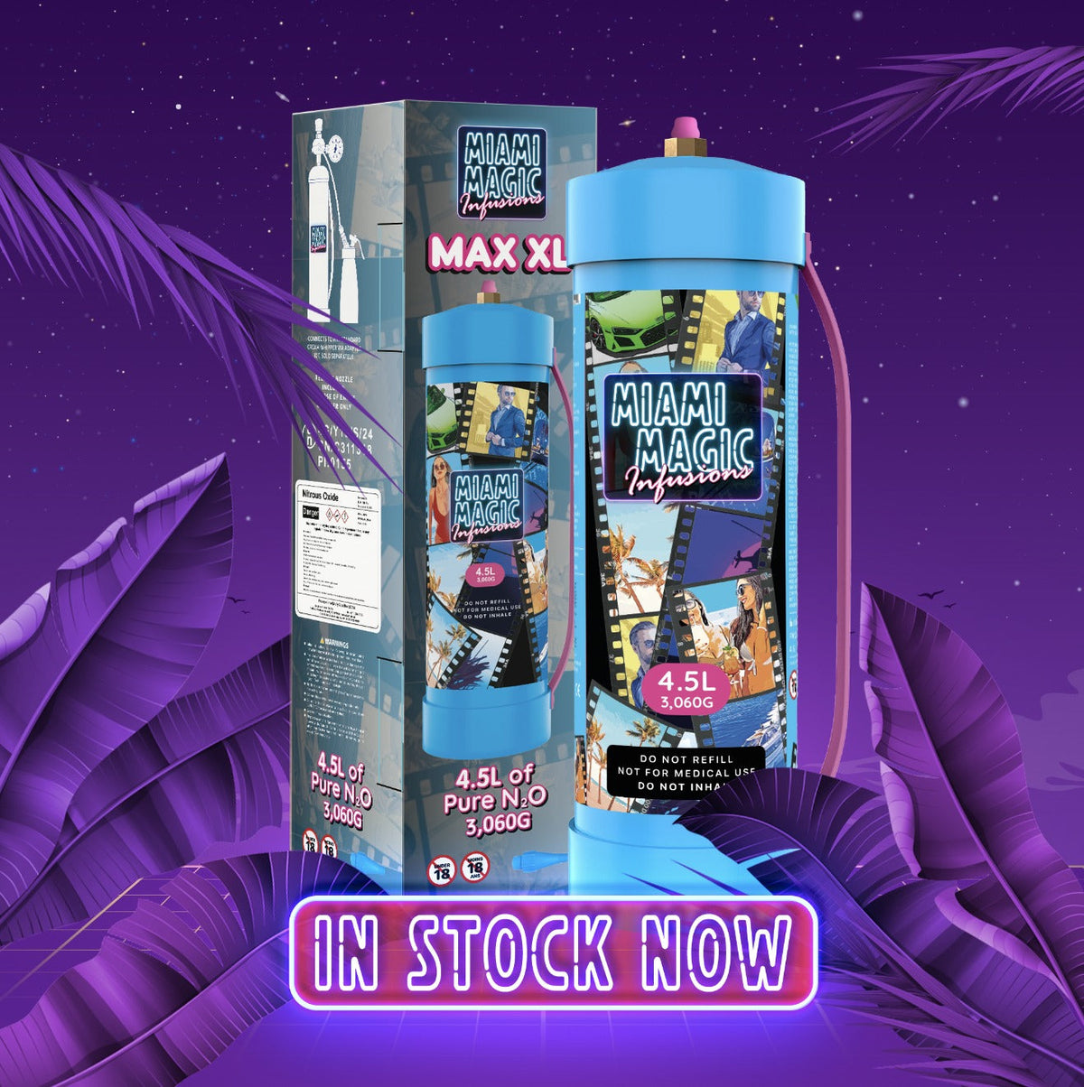 Miami Magic 4.5L (3060g) Culinary N2O Cream Charger Tank