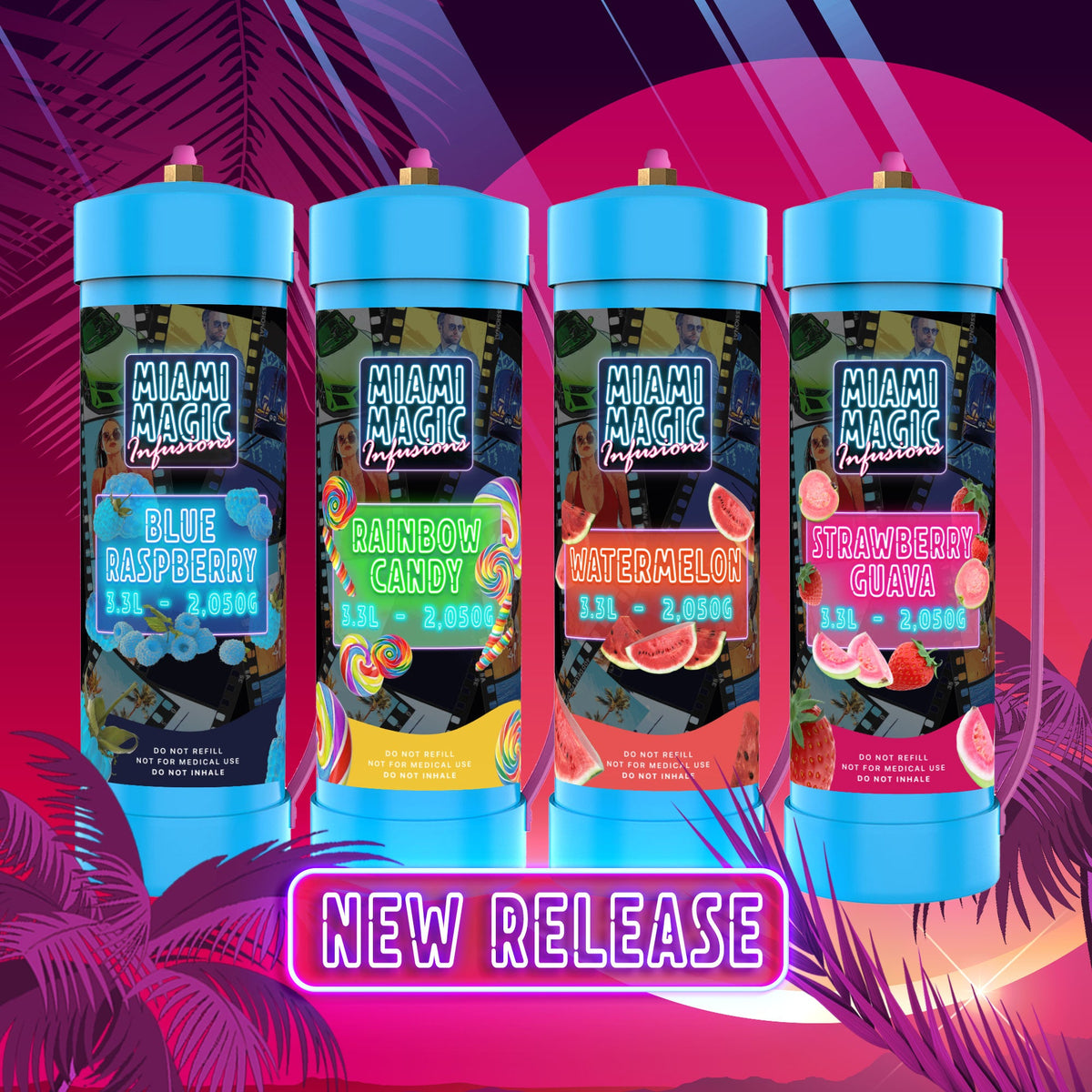 Miami Magic 2050 g / 3.3 L Flavored Cream Charger Canisters