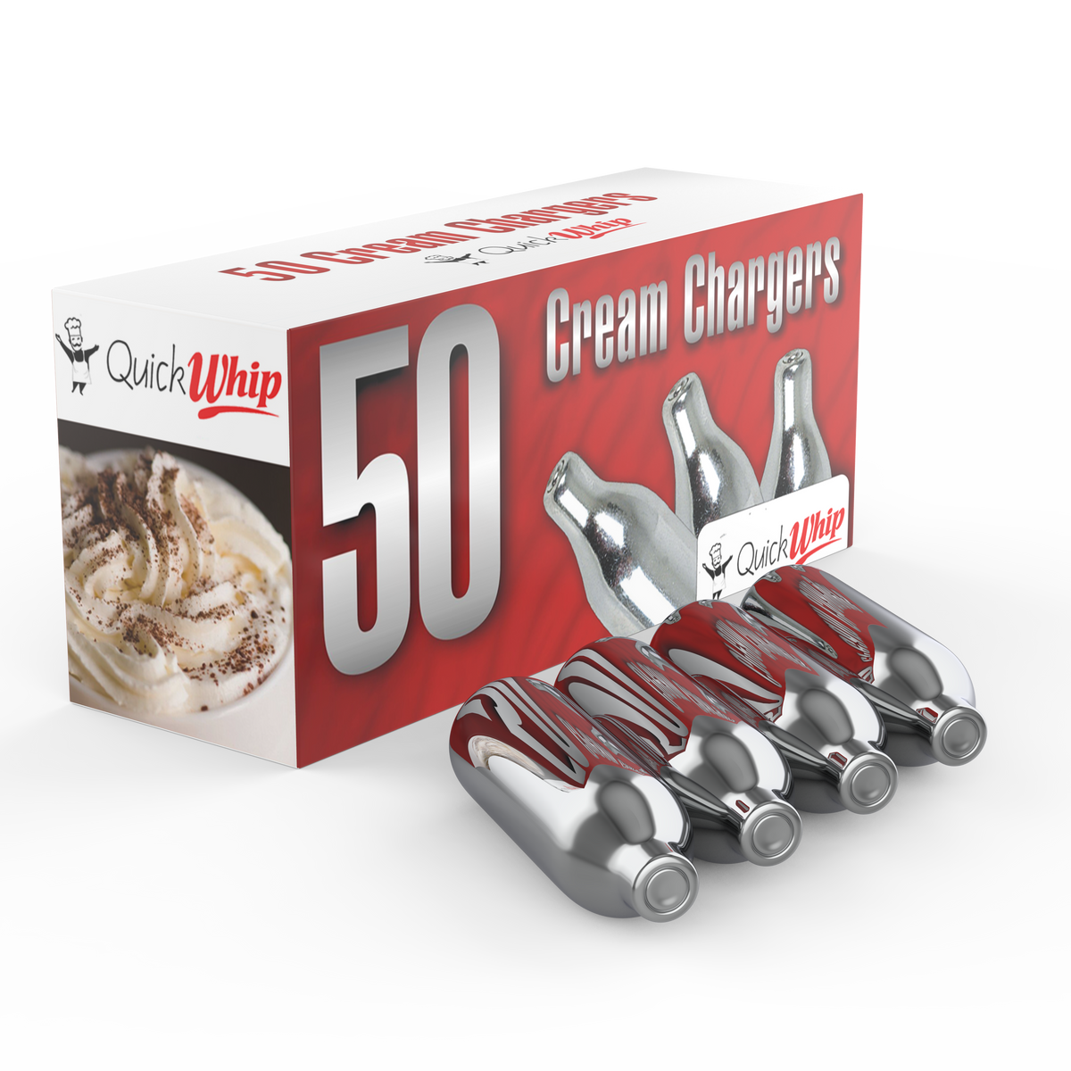 600 QuickWhip Cream Chargers 9g N20 - 12 x 50 Packs - 1 Carton