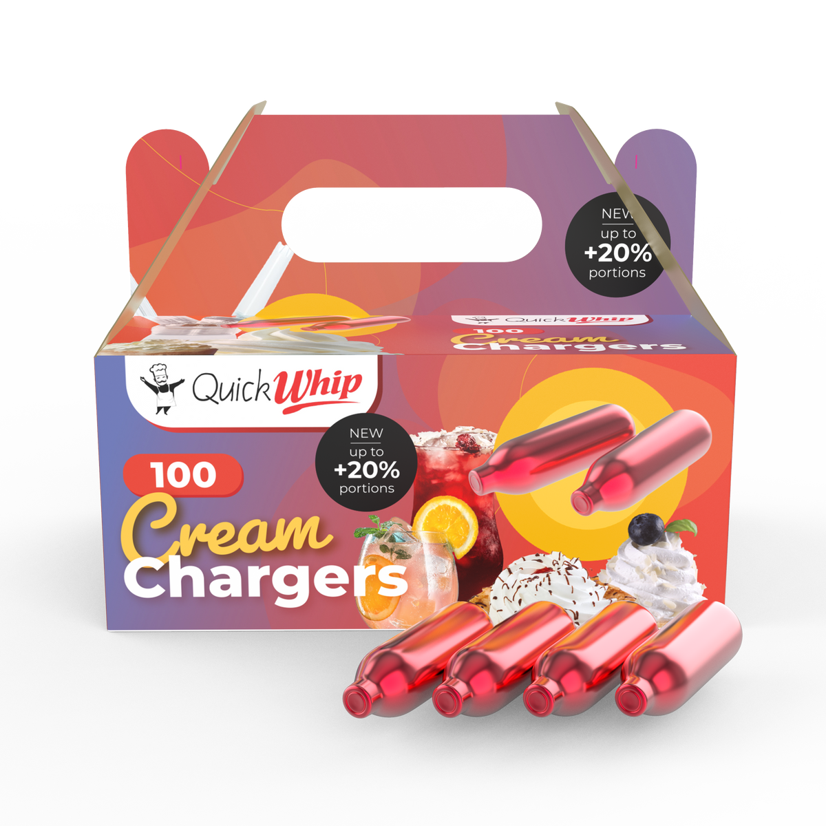 QuickWhip PRO 9g! N2O Cream Chargers  - Wholesale Price (Minimum of 1 Carton)