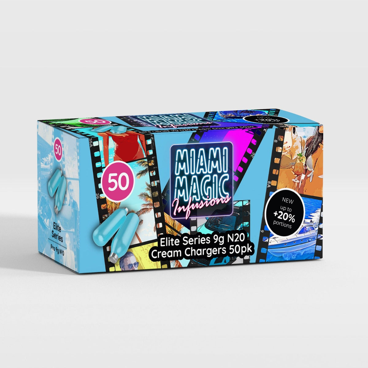 Miami Magic 9g N2O Cream Chargers   50 Packs