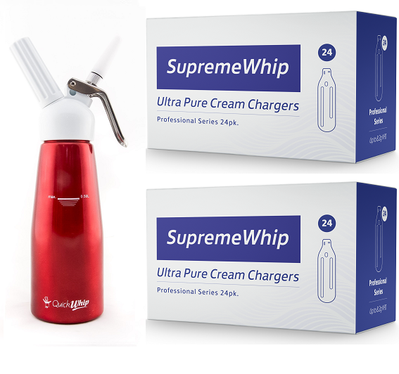 Starter Pack - SupremeWhip Cream Chargers – 24 Packs & 0.5L Red Dispenser